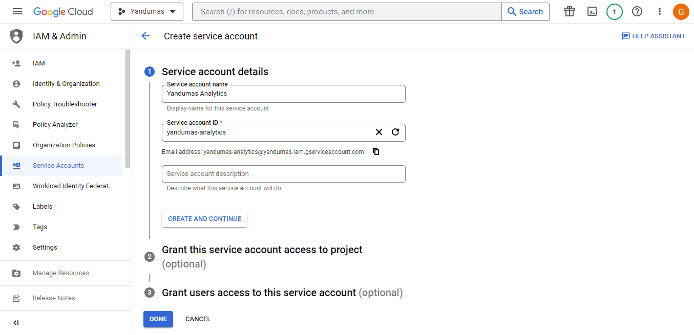 Service account key